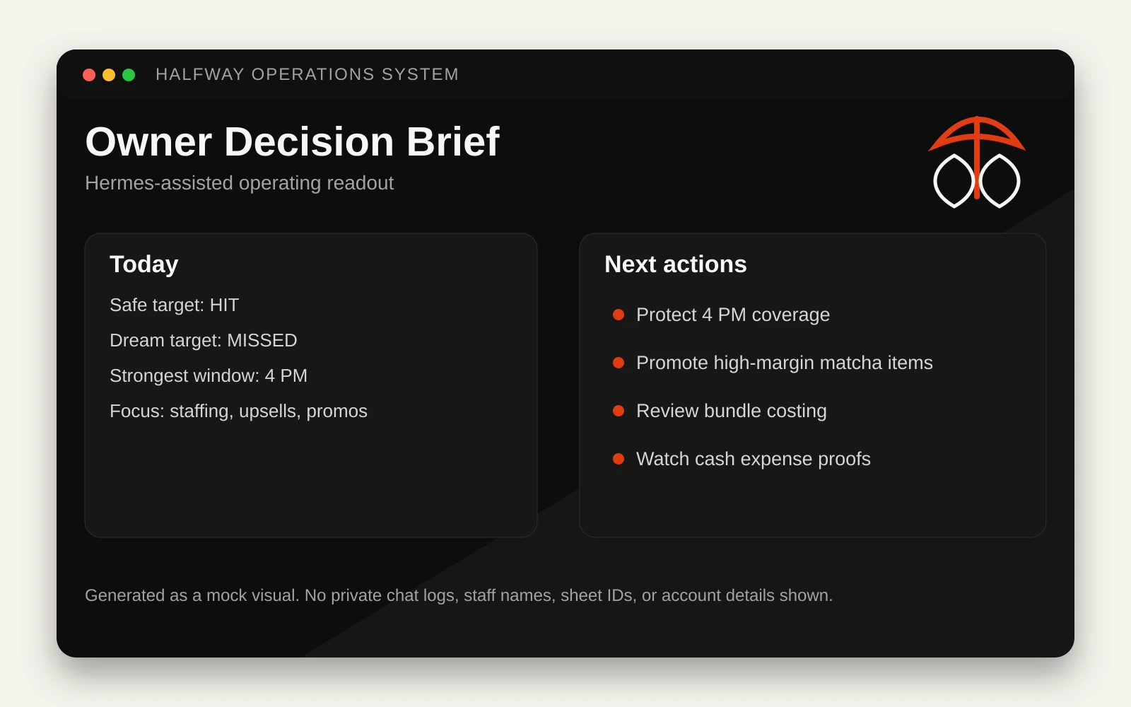 Owner Decision Brief mockup